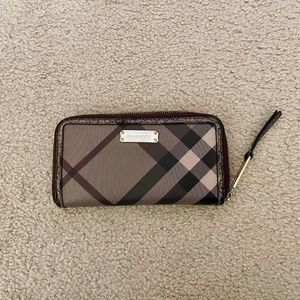 Burberry long check wallet with dust bag
